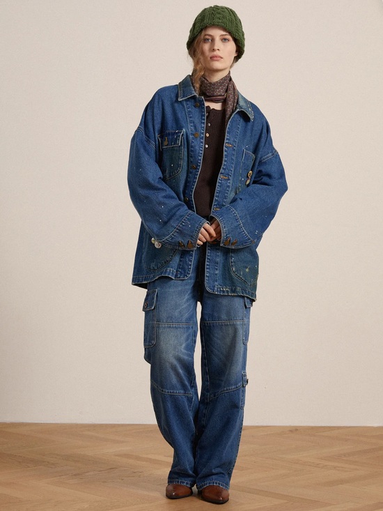 Jackets & Blazers - Found Blue Denim Button-Up Jacket with Patch Pockets